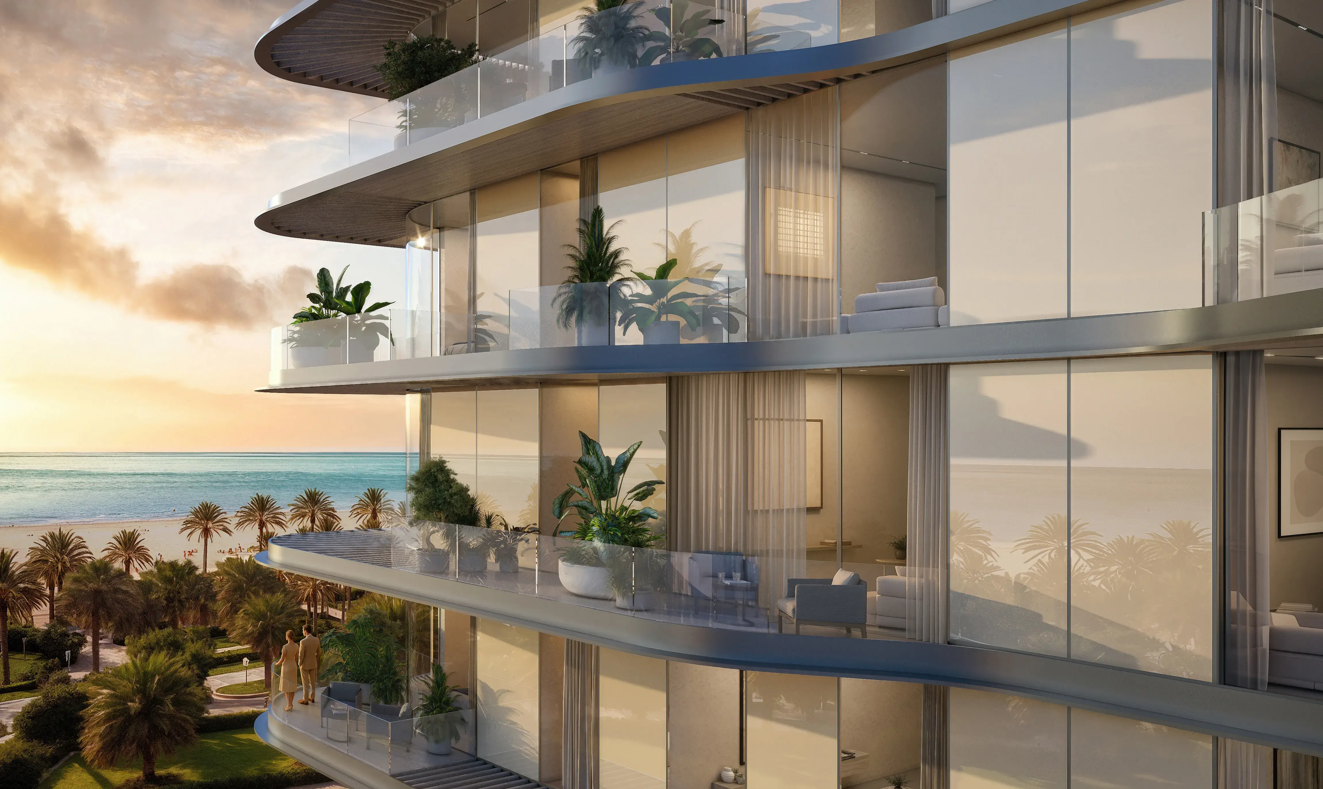 Avida Residences façade with terraces and sea views